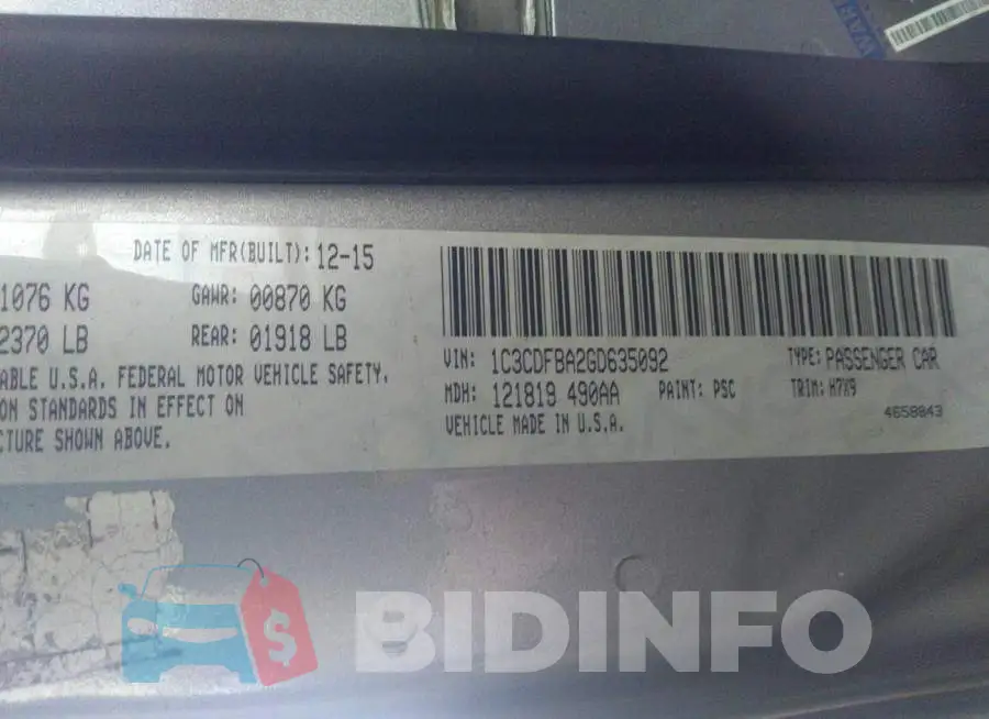 1C3CDFBA2GD635092 Photo# 9