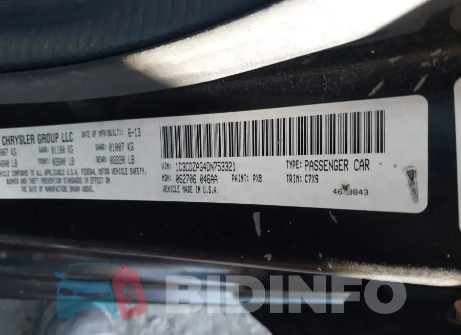 1C3CDZAG4DN753321 Photo# 9