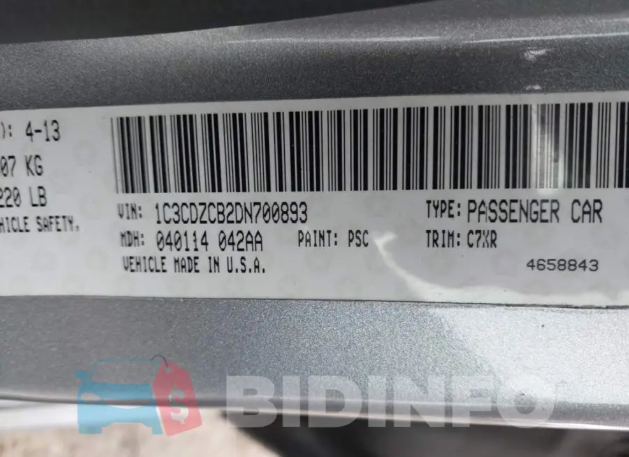 1C3CDZCB2DN700893 Photo# 9