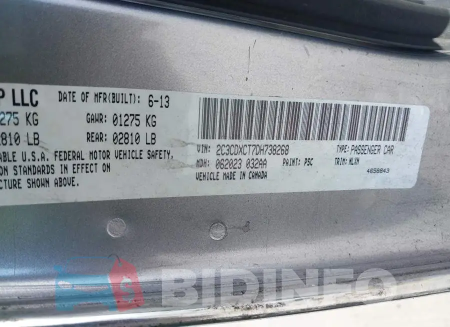 2C3CDXCT7DH738268 Photo# 9