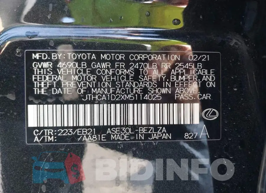 JTHCA1D2XM5114025 Photo# 9