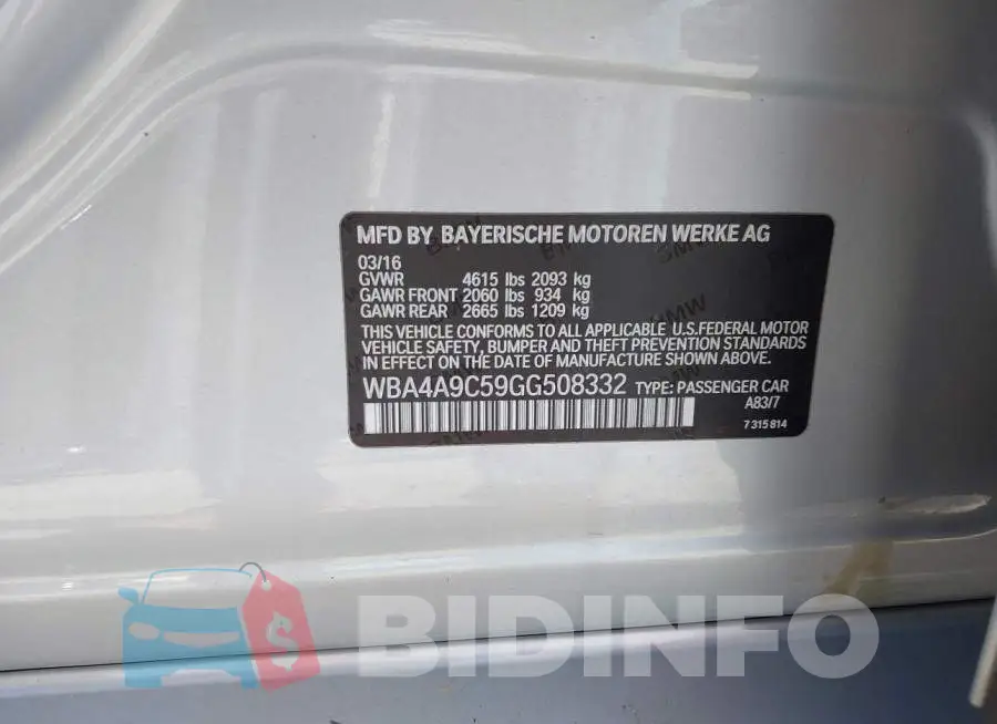 WBA4A9C59GG508332 Photo# 9
