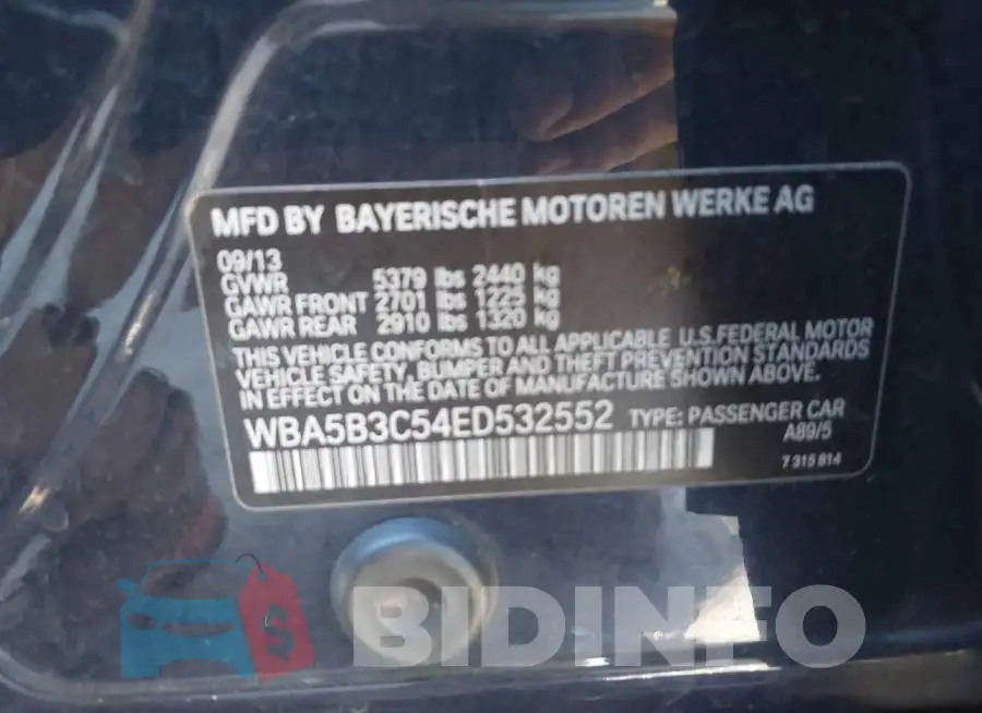 WBA5B3C54ED532552 Photo# 9