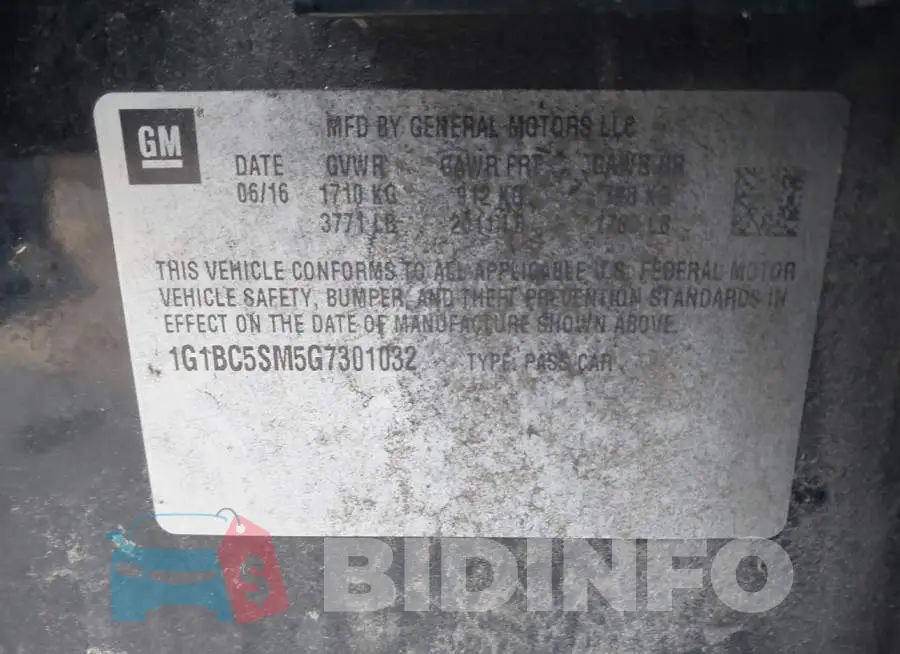 1G1BC5SM5G7301032 Photo# 9
