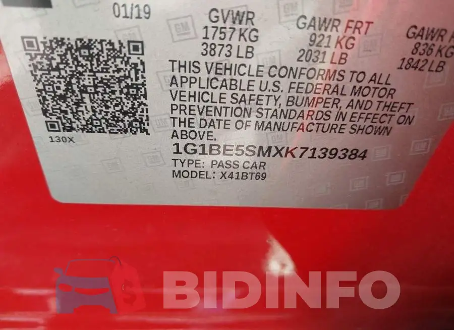 1G1BE5SMXK7139384 Photo# 9