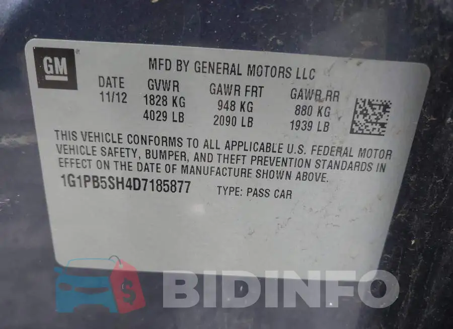 1G1PB5SH4D7185877 Photo# 9