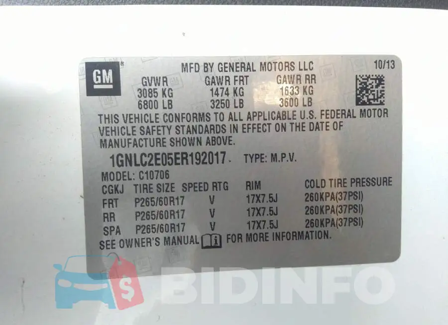 1GNLC2E05ER192017 Photo# 9