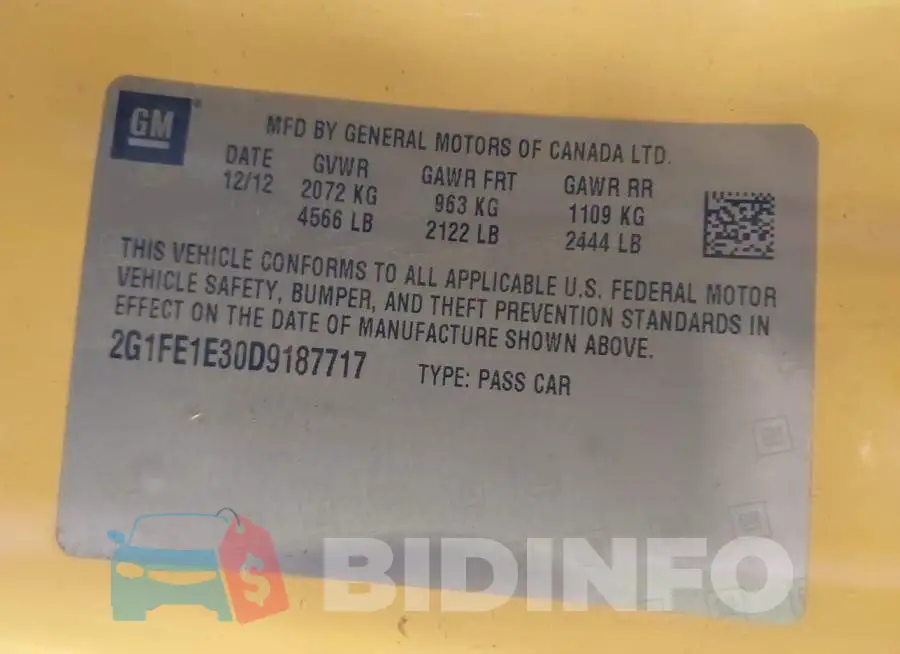 2G1FE1E30D9187717 Photo# 9