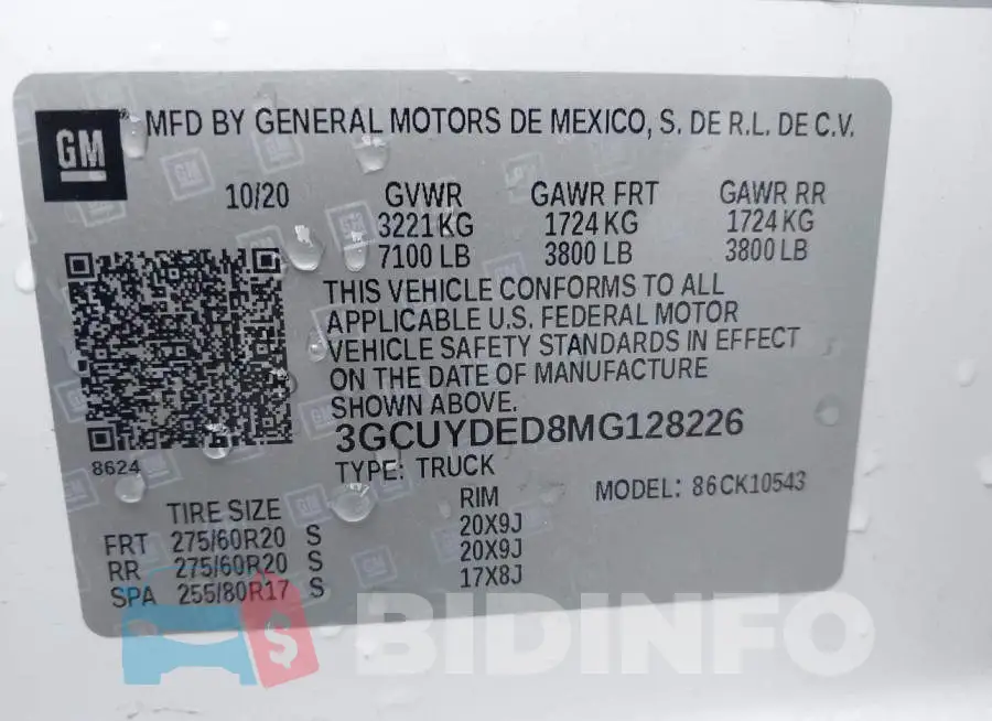 3GCUYDED8MG128226 Photo# 9