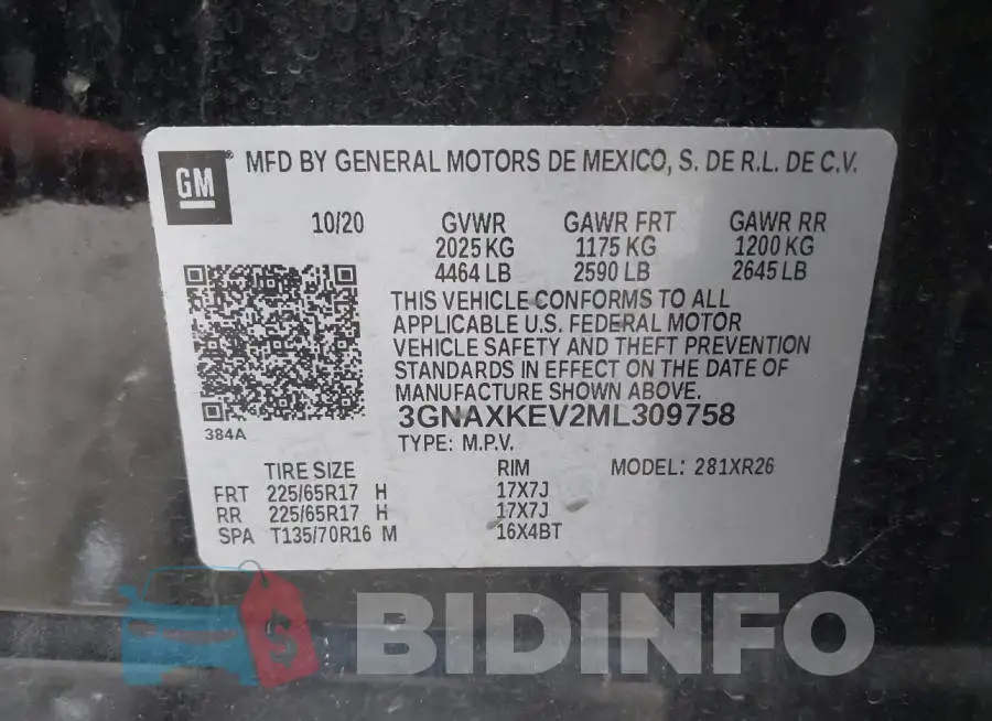 3GNAXKEV2ML309758 Photo# 9