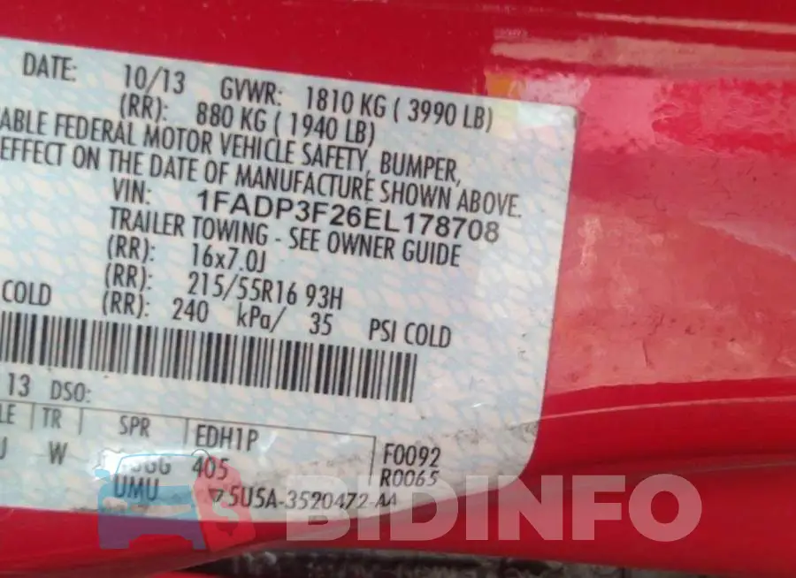 1FADP3F26EL178708 Photo# 9