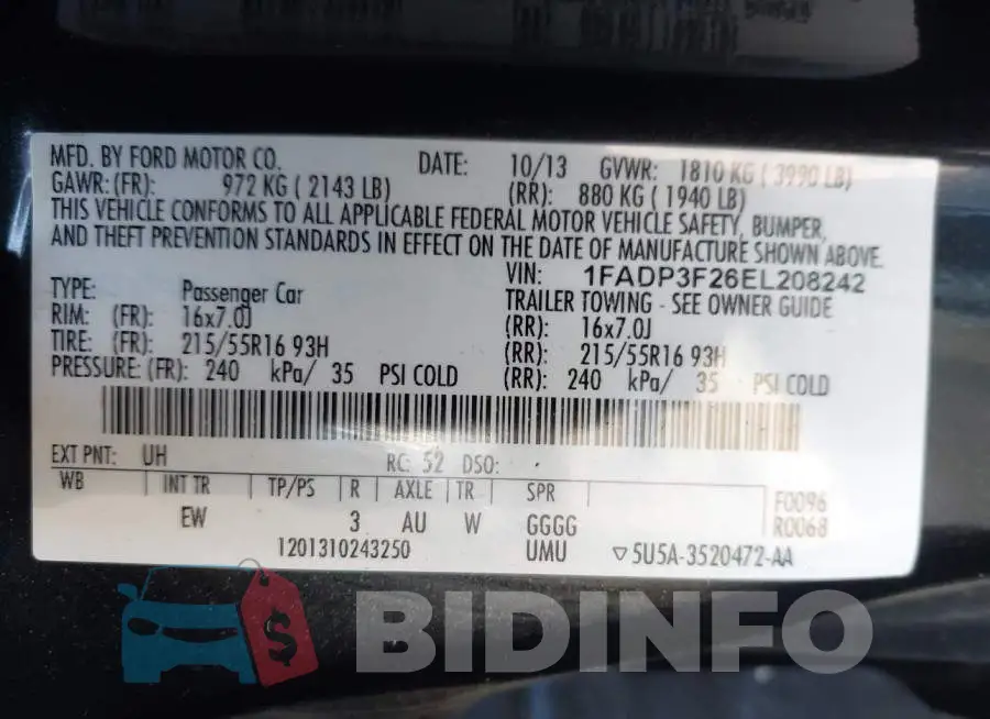 1FADP3F26EL208242 Photo# 9