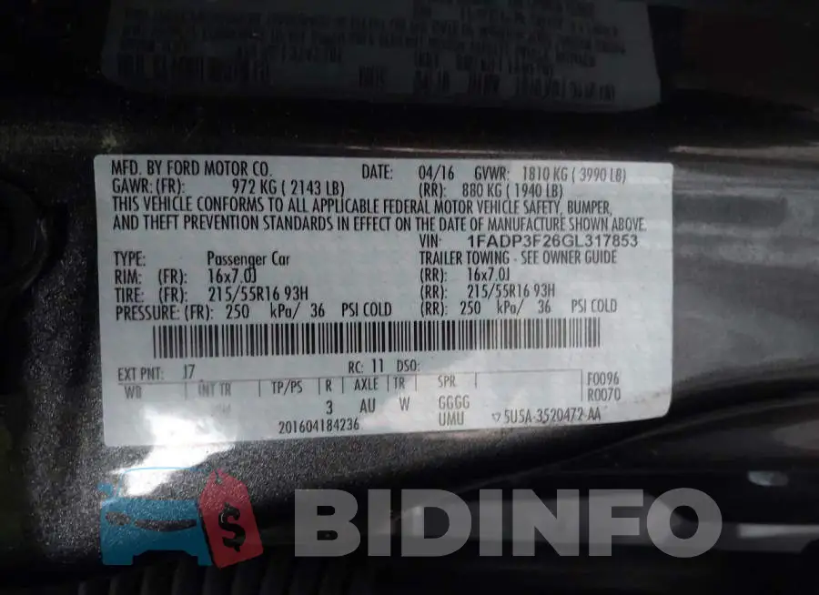 1FADP3F26GL317853 Photo# 9