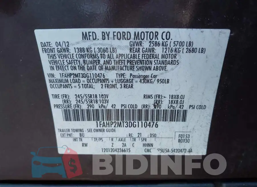 1FAHP2MT3DG110476 Photo# 9