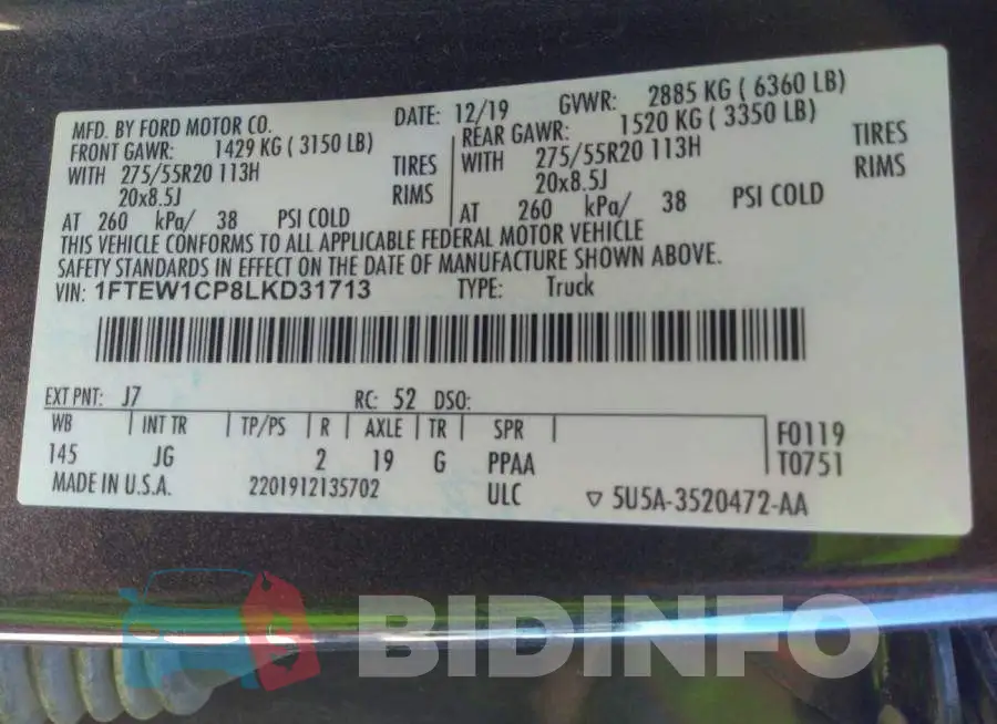 1FTEW1CP8LKD31713 Photo# 9