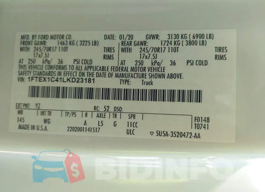 1FTEX1C41LKD23181 Photo# 9