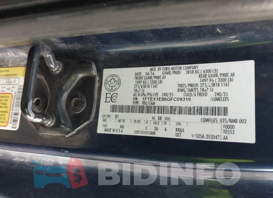 1FTEX1E86GFC09319 Photo# 9