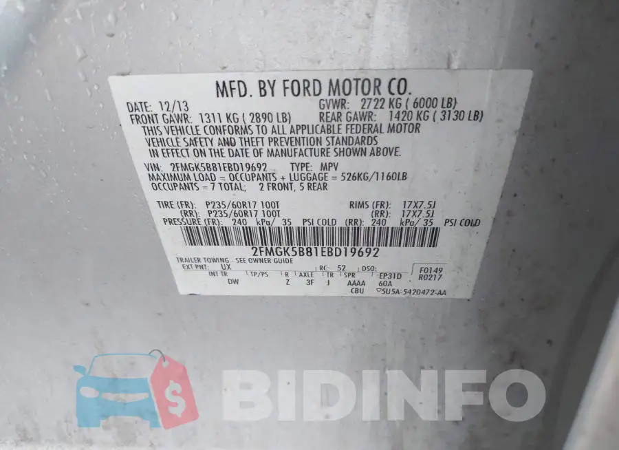 2FMGK5B81EBD19692 Photo# 9