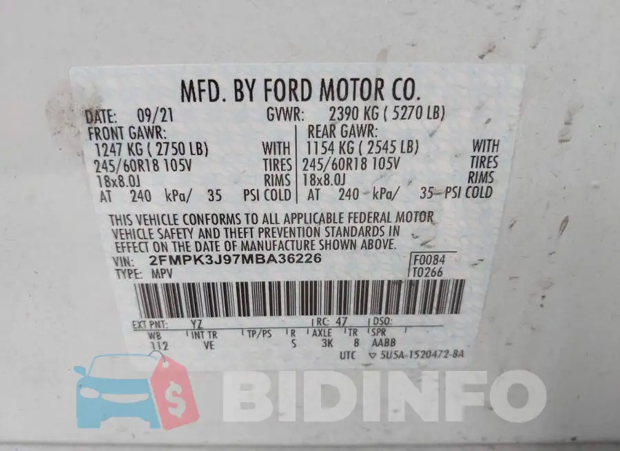 2FMPK3J97MBA36226 Photo# 9