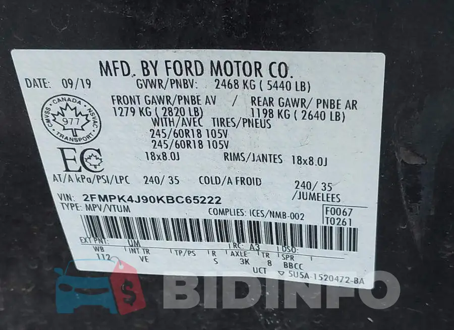 2FMPK4J90KBC65222 Photo# 9