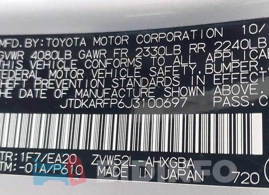 JTDKARFP6J3100697 Photo# 9