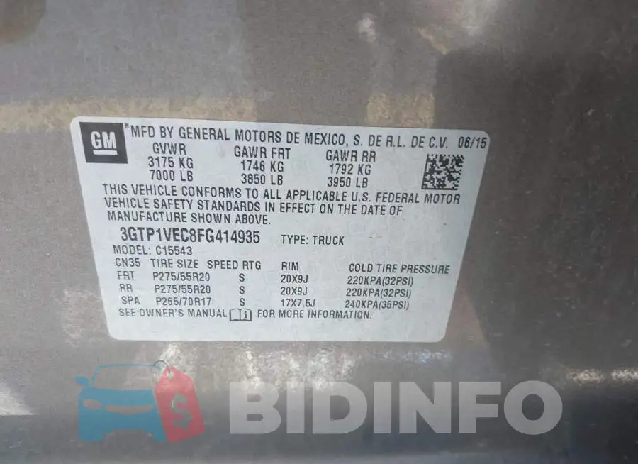 3GTP1VEC8FG414935 Photo# 9