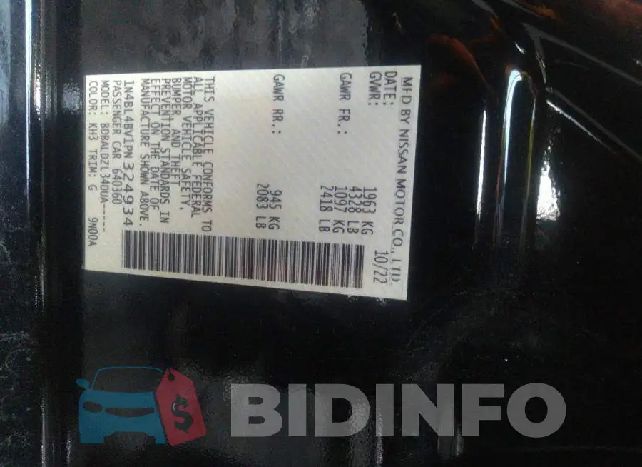1N4BL4BV1PN324934 Photo# 9