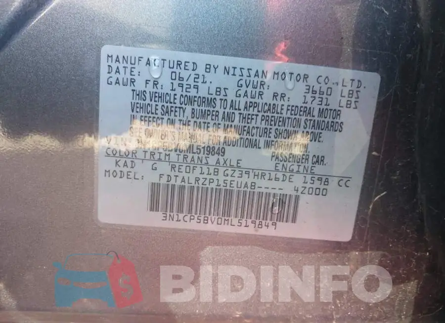 3N1CP5BV0ML519849 Photo# 9