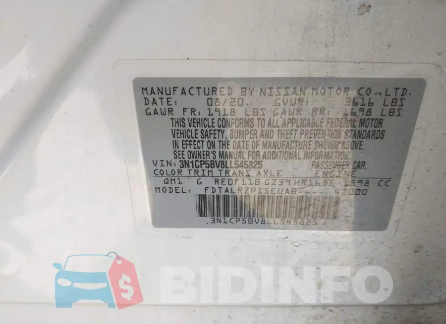 3N1CP5BV8LL545825 Photo# 9