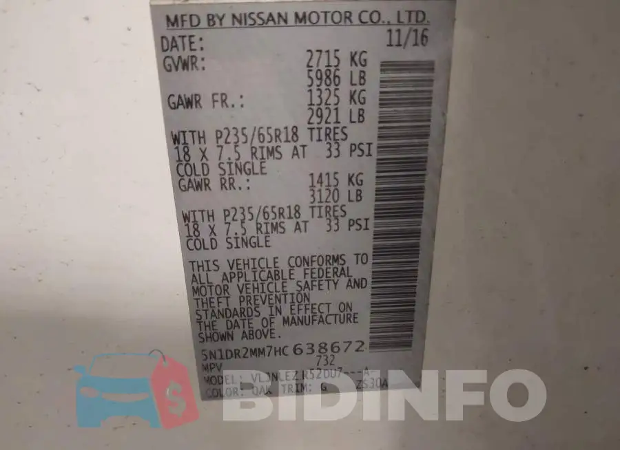 5N1DR2MM7HC638672 Photo# 9