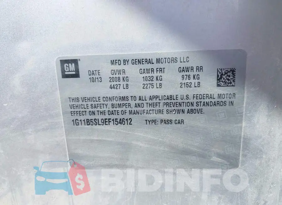 1G11B5SL9EF154612 Photo# 9