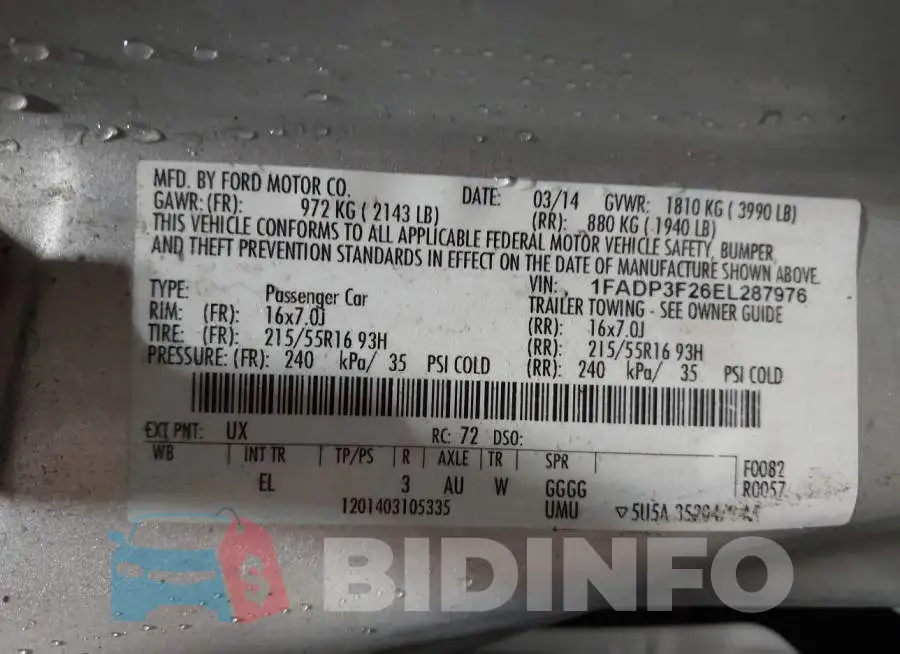 1FADP3F26EL287976 Photo# 9