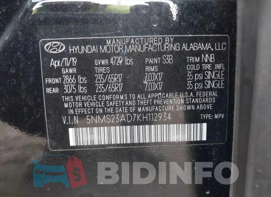 5NMS23AD7KH112934 Photo# 9