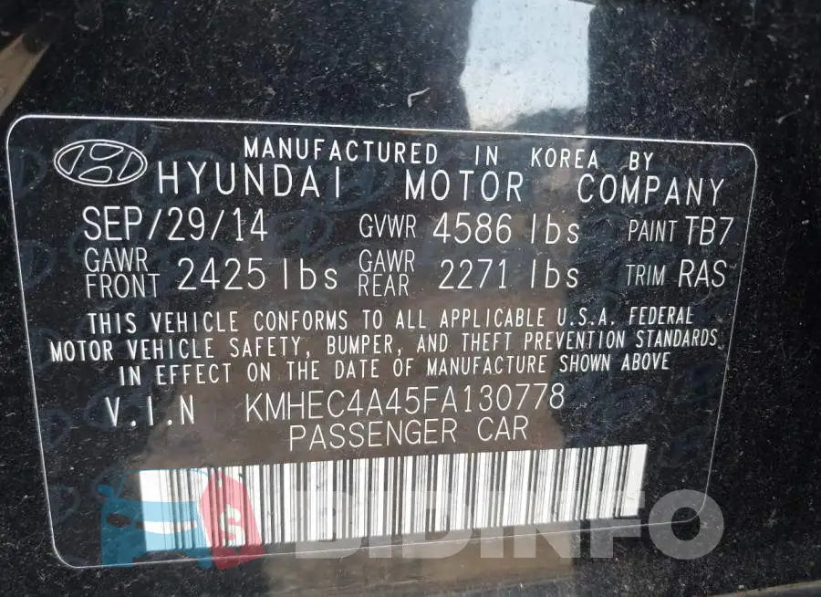 KMHEC4A45FA130778 Photo# 9