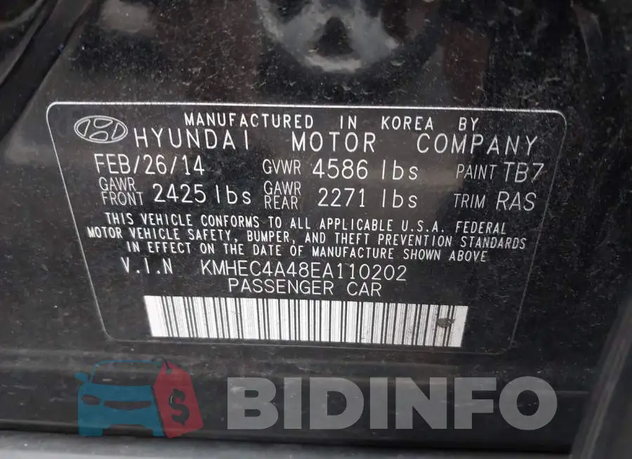 KMHEC4A48EA110202 Photo# 9