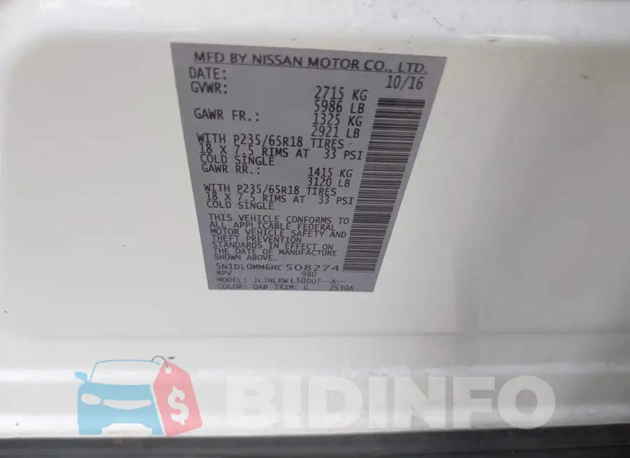 5N1DL0MM6HC508274 Photo# 9