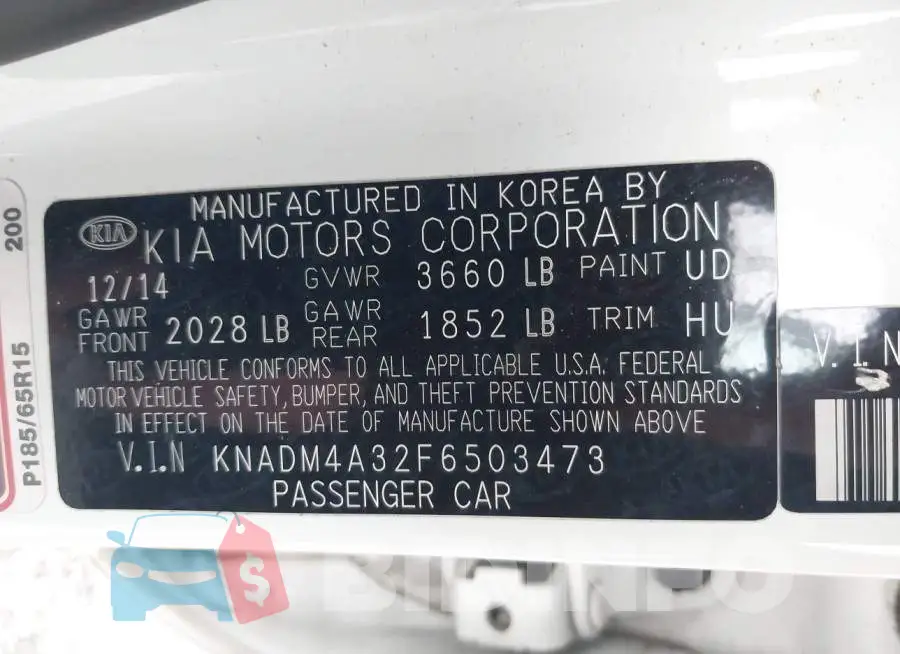 KNADM4A32F6503473 Photo# 9