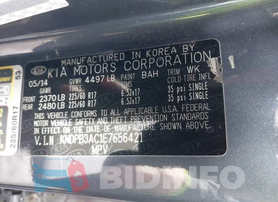 KNDPB3AC1E7656421 Photo# 9