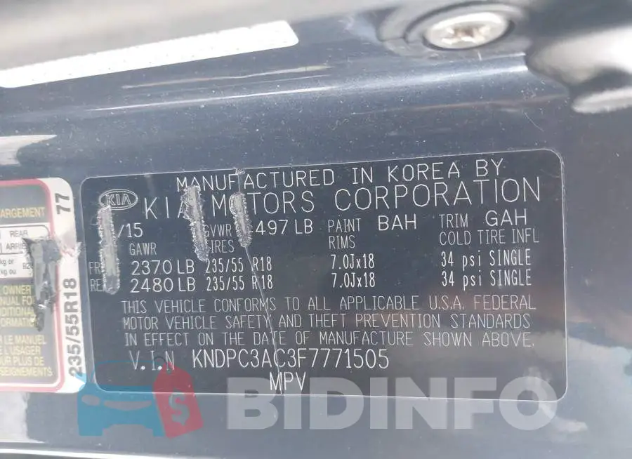 KNDPC3AC3F7771505 Photo# 9
