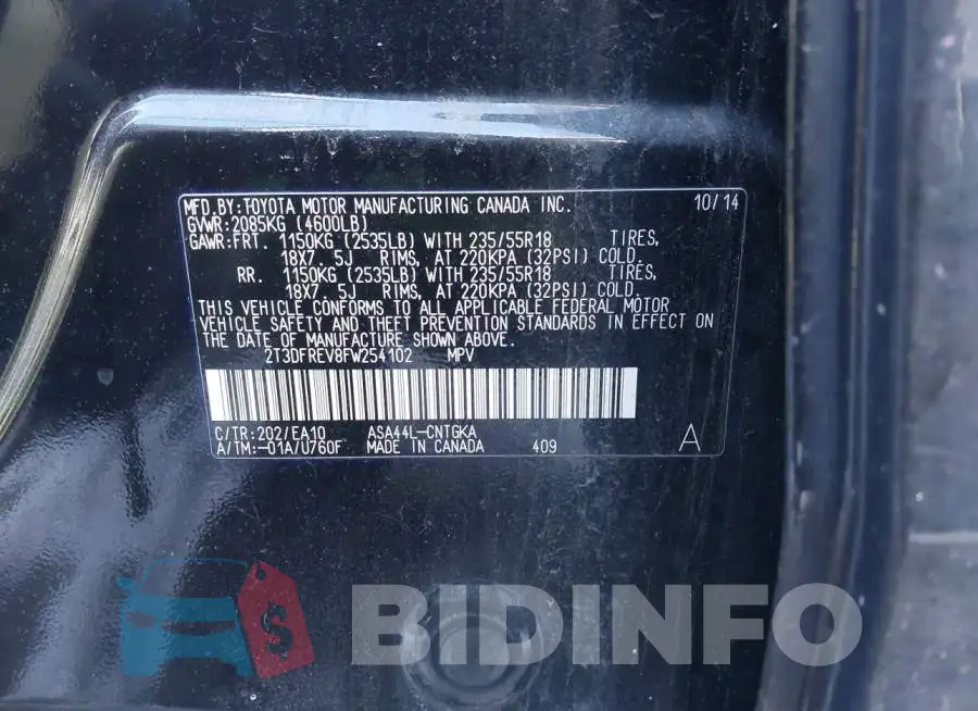 2T3DFREV8FW254102 Photo# 9