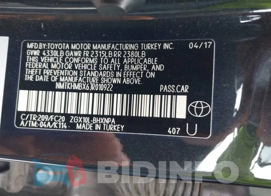 NMTKHMBX6JR010922 Photo# 9