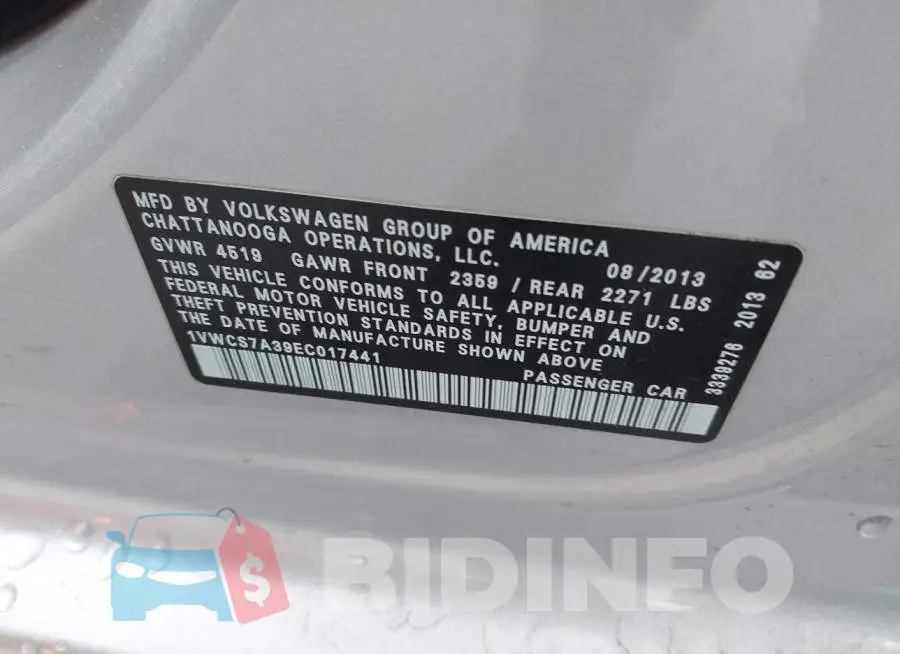 1VWCS7A39EC017441 Photo# 9