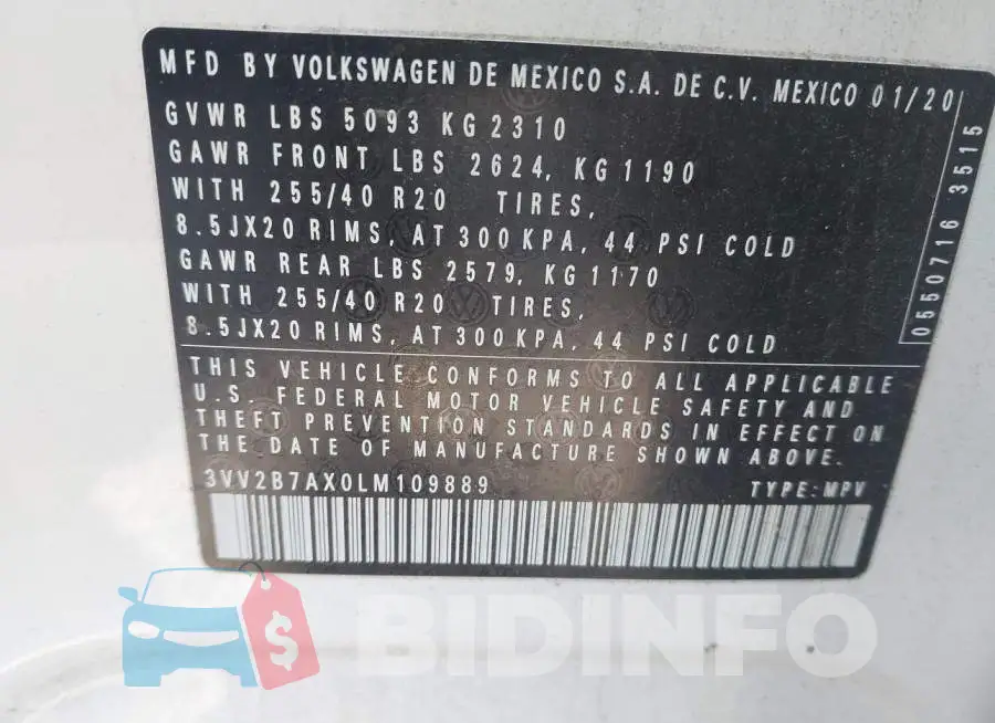 3VV2B7AX0LM109889 Photo# 9