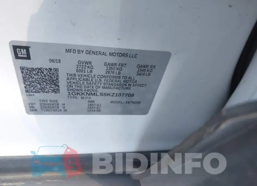 1GKKNMLS5KZ107708 Photo# 9