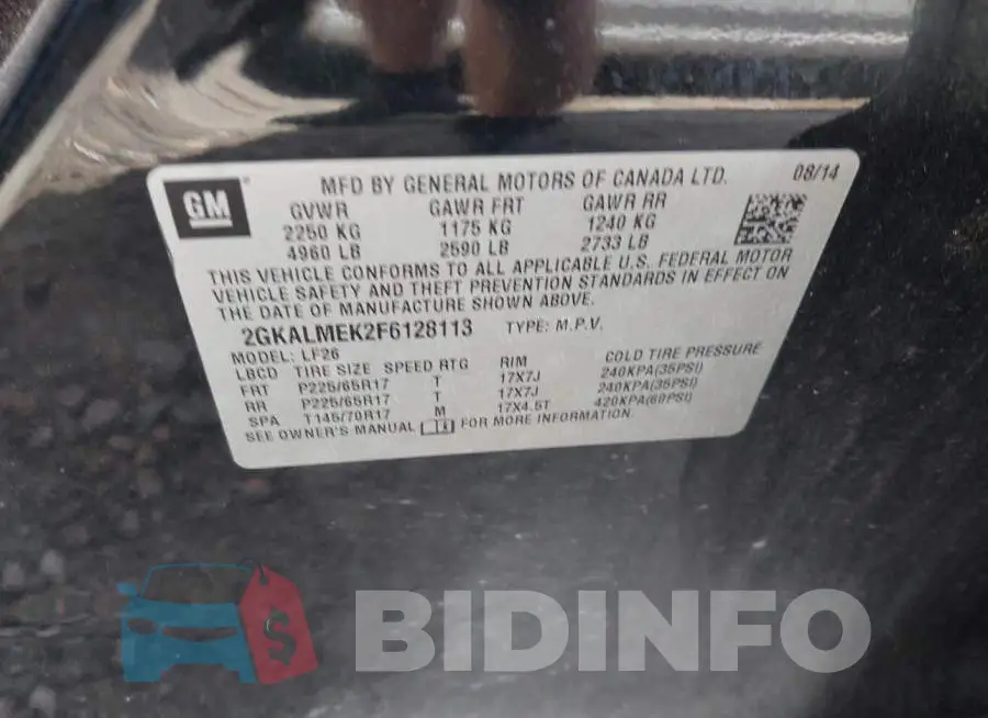 2GKALMEK2F6128113 Photo# 9