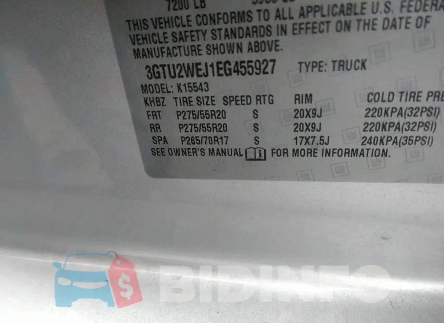 3GTU2WEJ1EG455927 Photo# 9