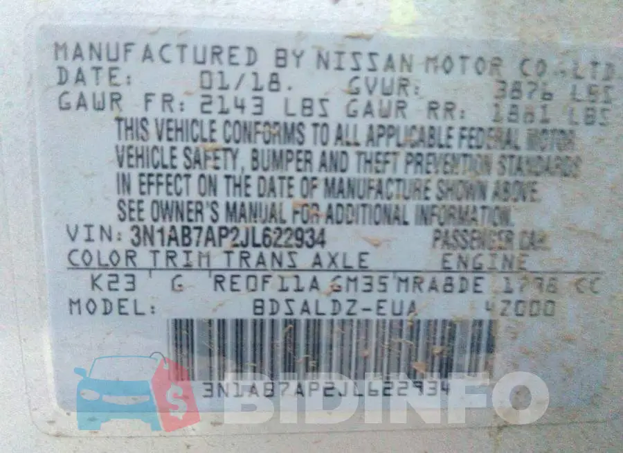 3N1AB7AP2JL622934 Photo# 9