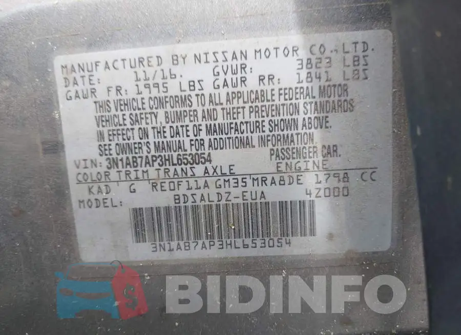3N1AB7AP3HL653054 Photo# 9