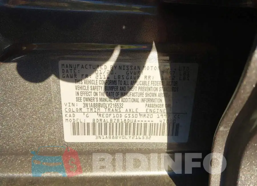 3N1AB8BV0LY216532 Photo# 9
