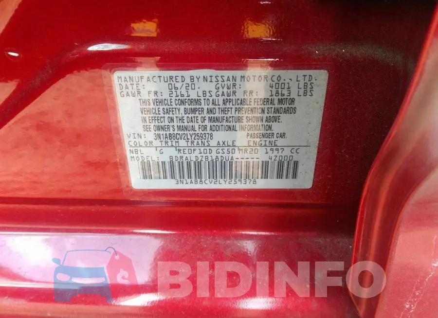 3N1AB8CV2LY259378 Photo# 9